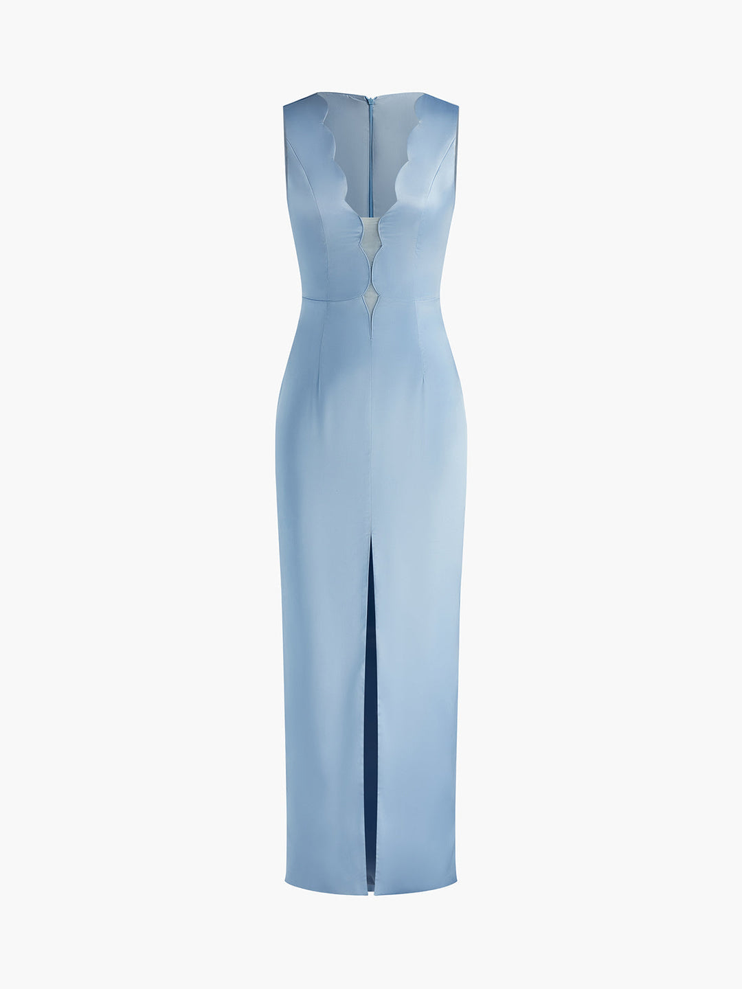 Lettuce Trim Split Tank Long Dress  Liora Lane Boutique Dresses Blue / XL 39.99