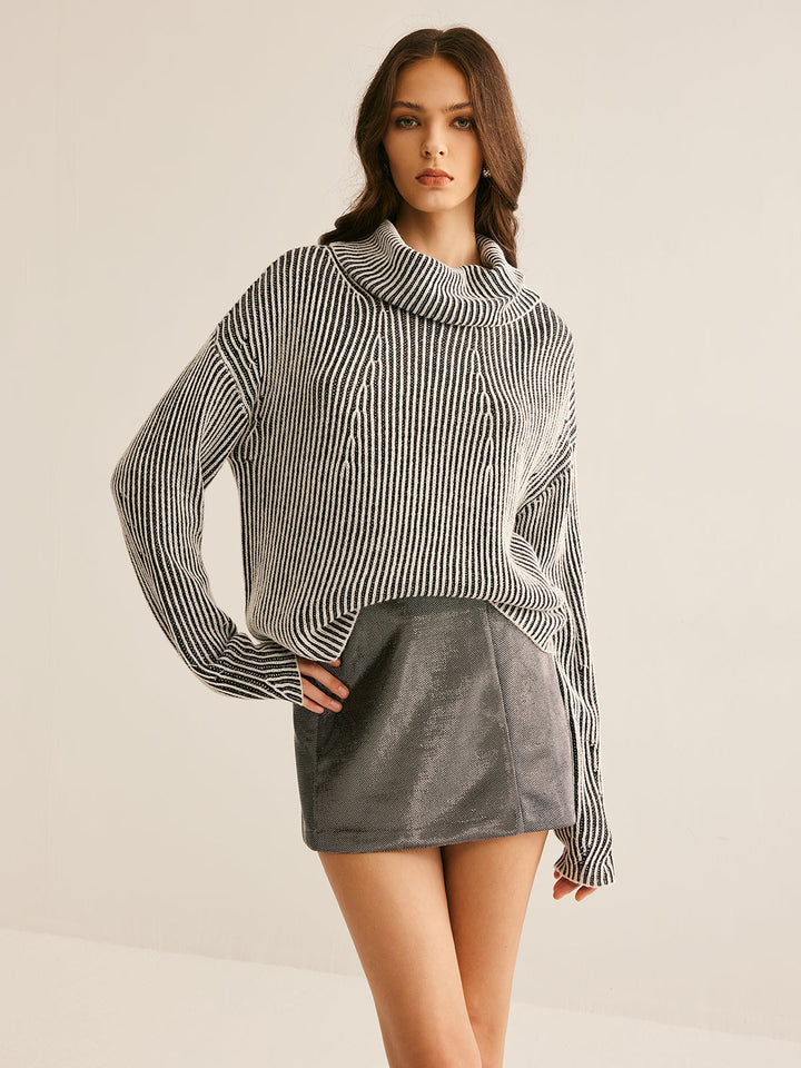 Pinstripe Turtleneck Sweater  Liora Lane Boutique Sweaters