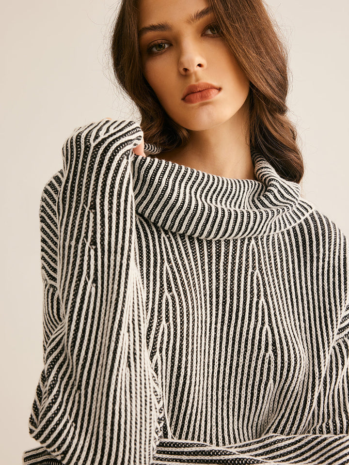 Pinstripe Turtleneck Sweater  Liora Lane Boutique Sweaters
