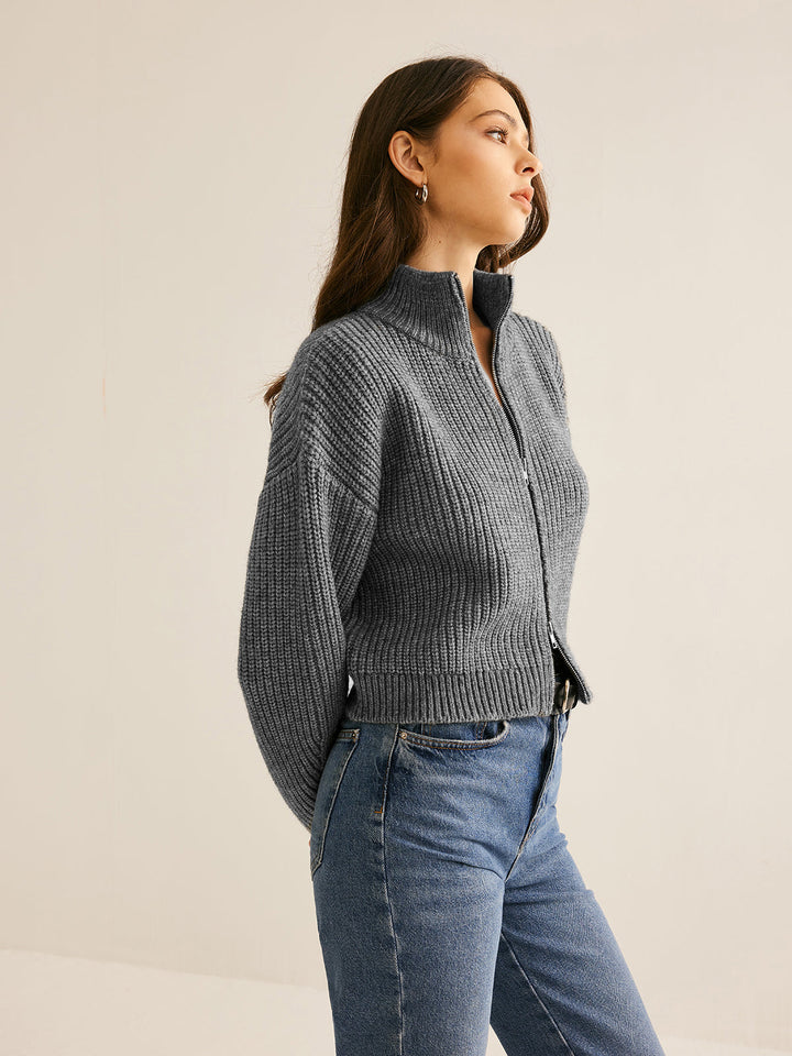 Plain Double Zip Cardigan  Liora Lane Boutique Cardigans