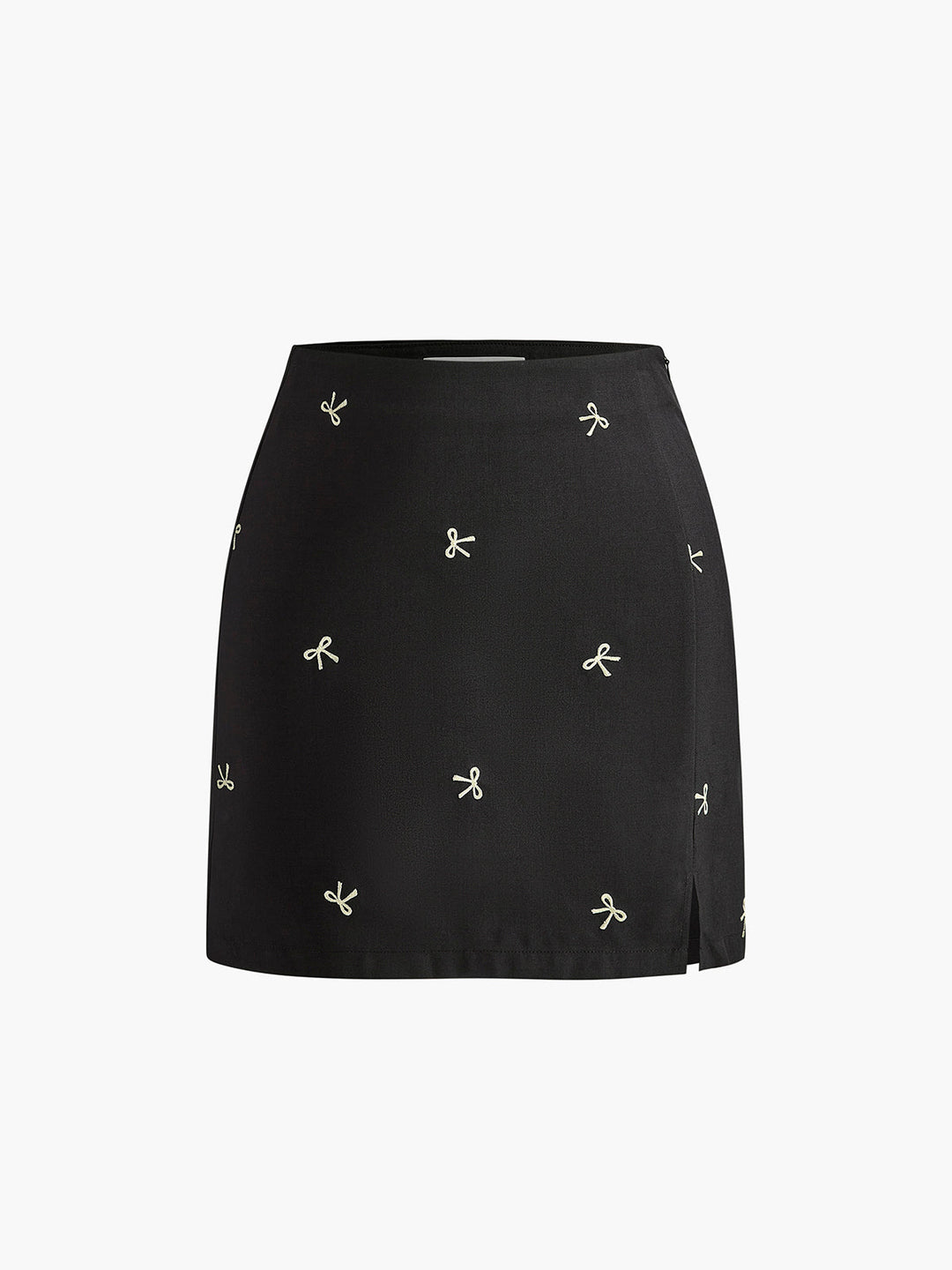 Bow Detail Zipper A Line Skirt  Liora Lane Boutique Skirts Black / XL 22.00
