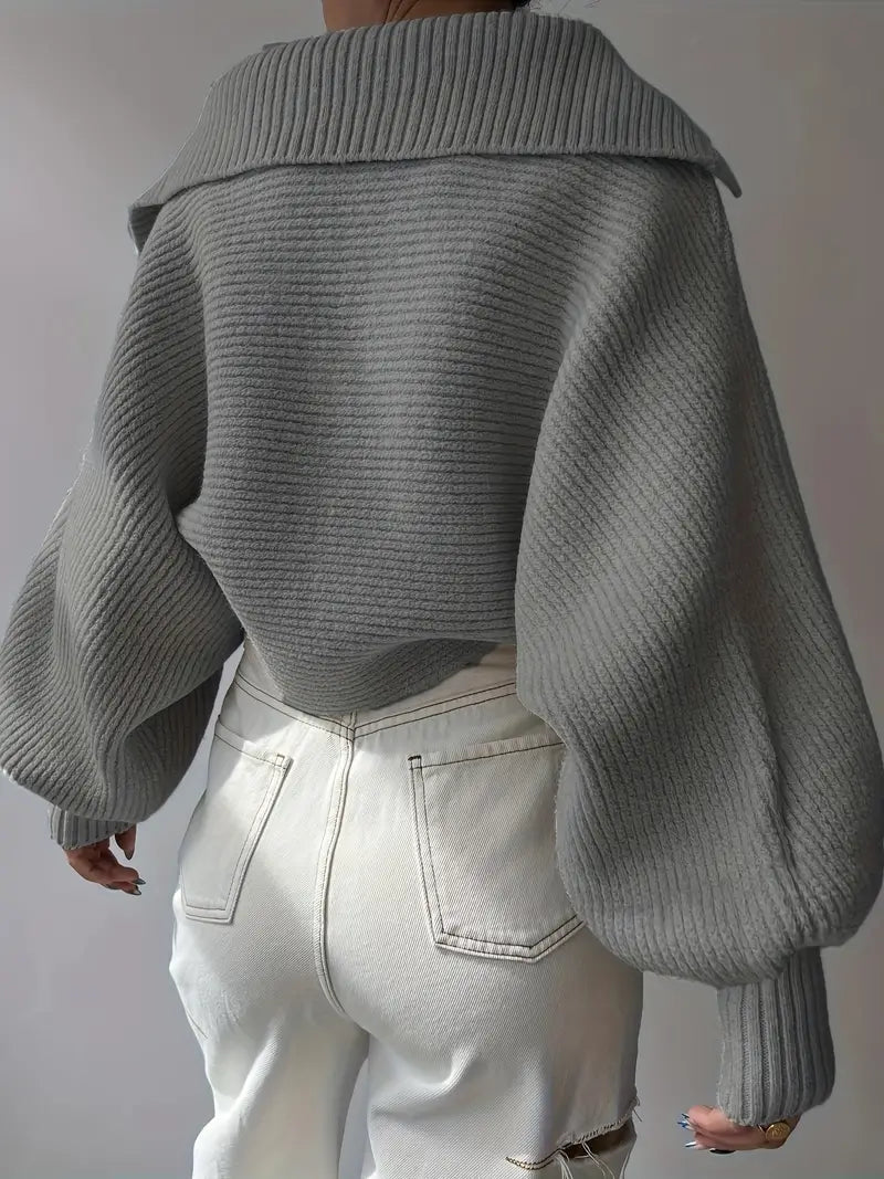 Plain Loose Lapel Sweater  Liora Lane Boutique Sweaters