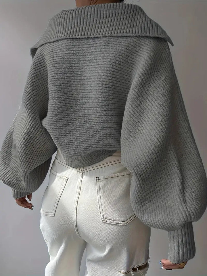 Plain Loose Lapel Sweater  Liora Lane Boutique Sweaters