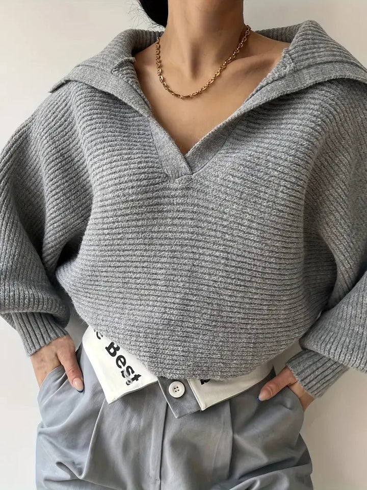 Plain Loose Lapel Sweater  Liora Lane Boutique Sweaters