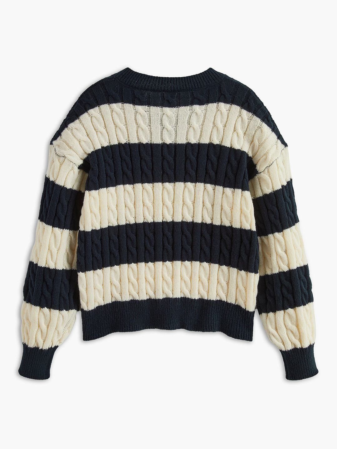 V-Neck Striped Cable Sweater  Liora Lane Boutique Sweaters
