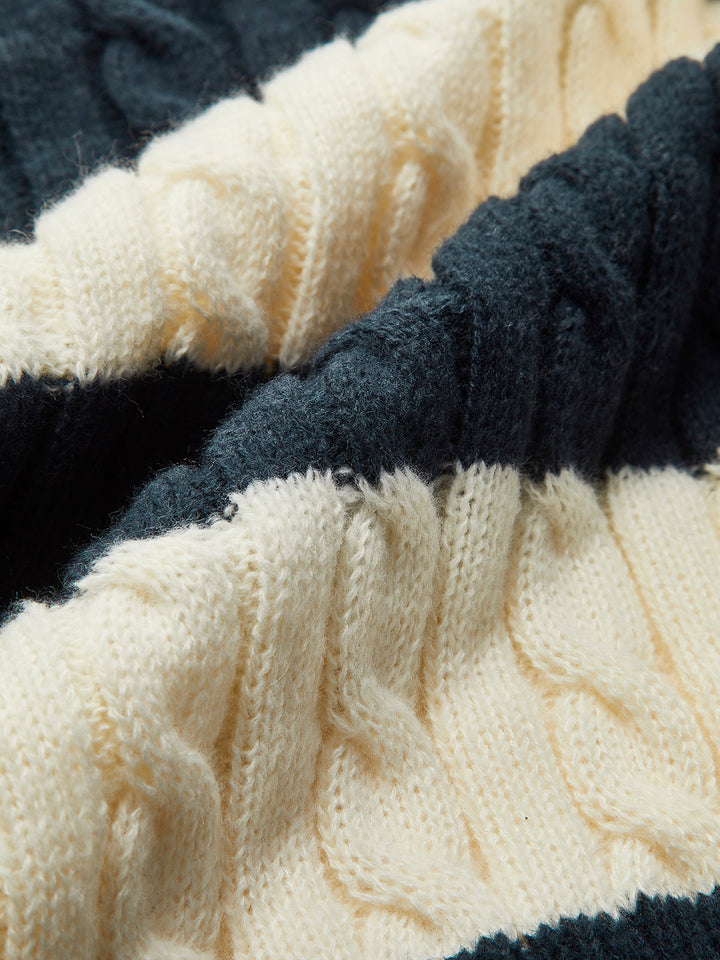 V-Neck Striped Cable Sweater  Liora Lane Boutique Sweaters