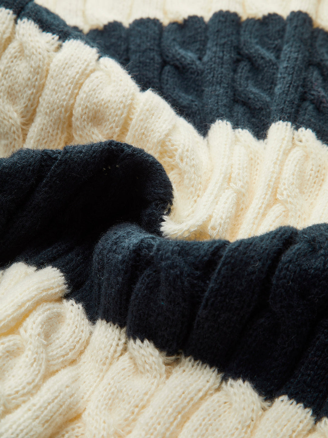 V-Neck Striped Cable Sweater  Liora Lane Boutique Sweaters