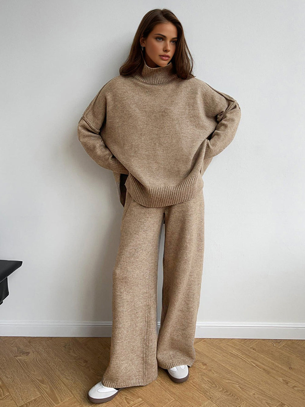 Plain Turtleneck Knit Pants Set  Liora Lane Boutique Pant Sets