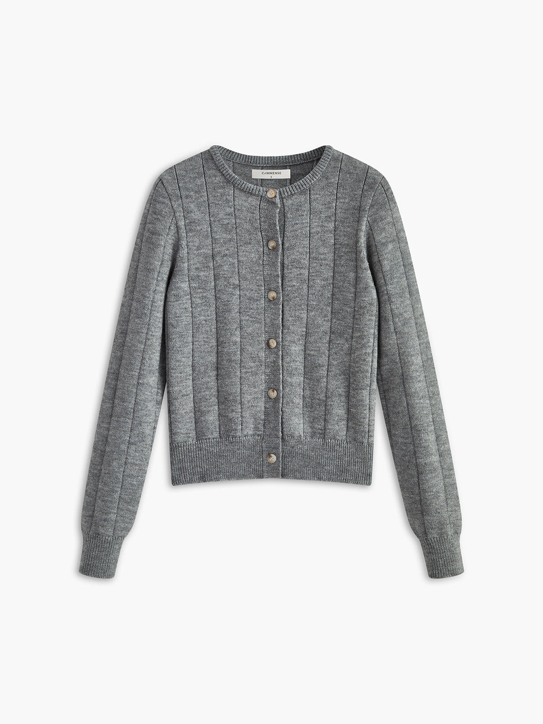Crew Neck Button Soft Cardigan  Liora Lane Boutique Cardigans Grey / XL 36.00