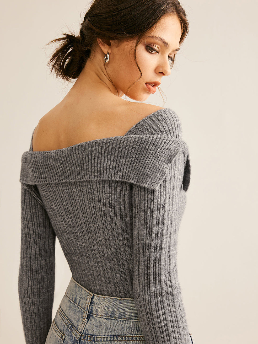 Cold Shoulder Ribbed Slim Sweater  Liora Lane Boutique Sweaters