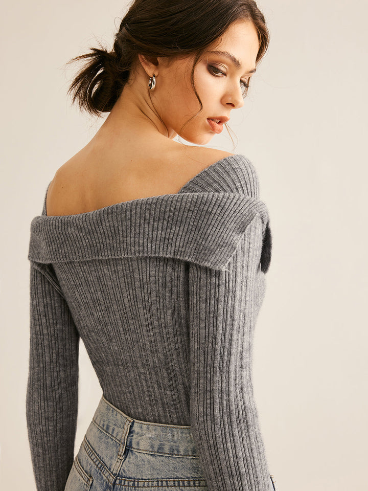 Cold Shoulder Ribbed Slim Sweater  Liora Lane Boutique Sweaters
