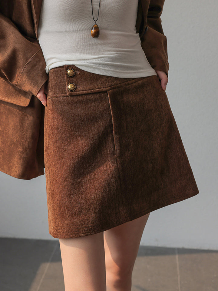 Retro A-Line Mini Skirt  Liora Lane Boutique Skirts Light Brown / XL 74.99