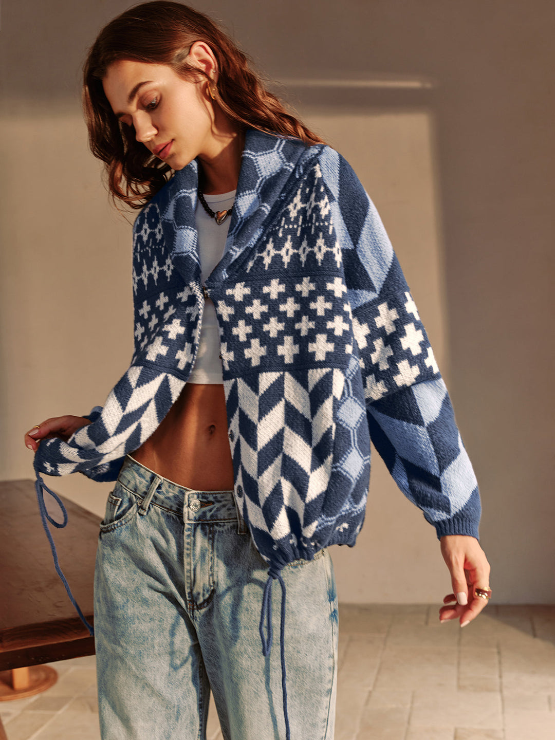 Boheme Printed Lapel Cardigan  Liora Lane Boutique Cardigans