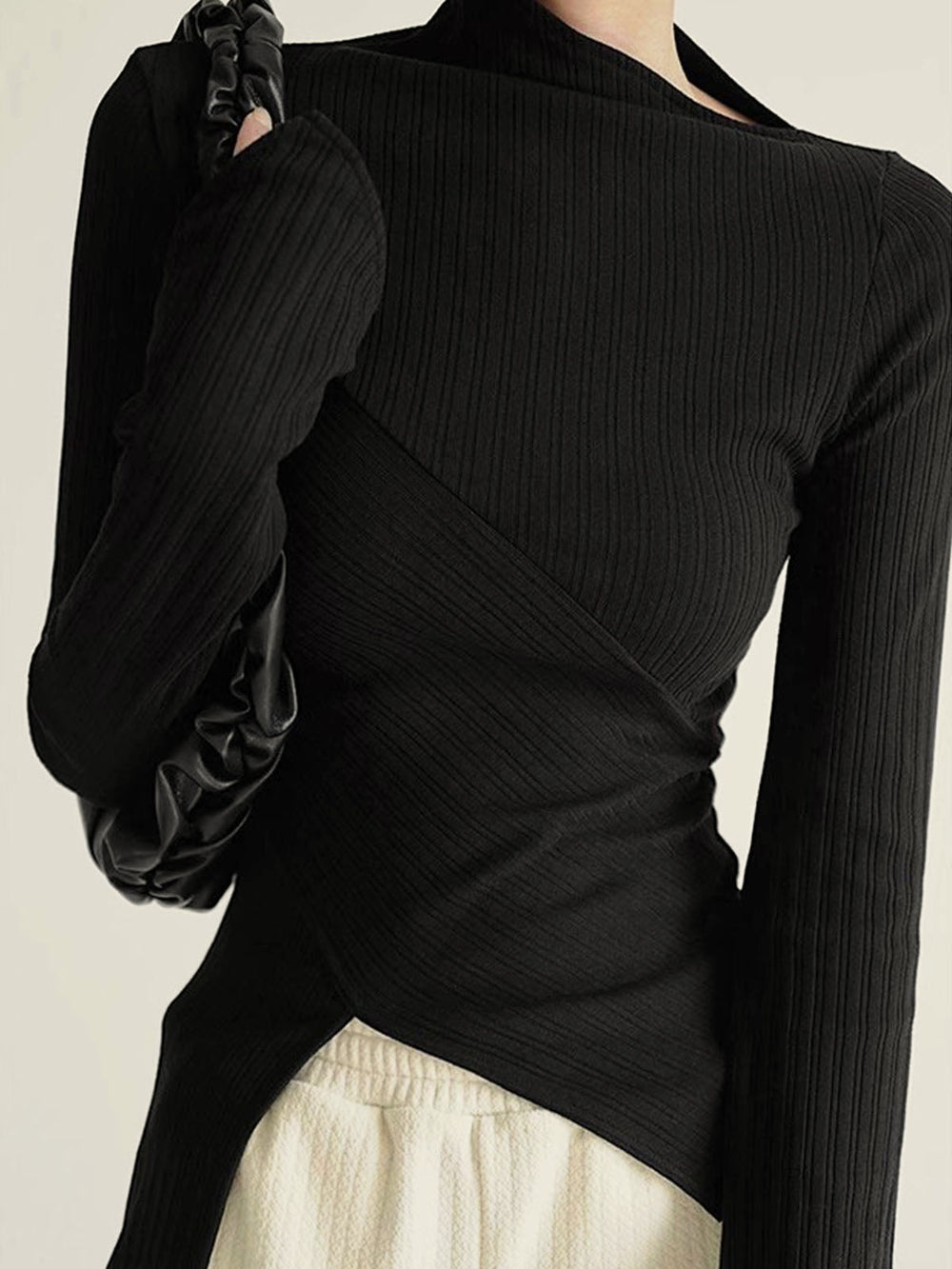 Asymmetrical Long Sleeve Slim Top  Liora Lane Boutique T-Shirts