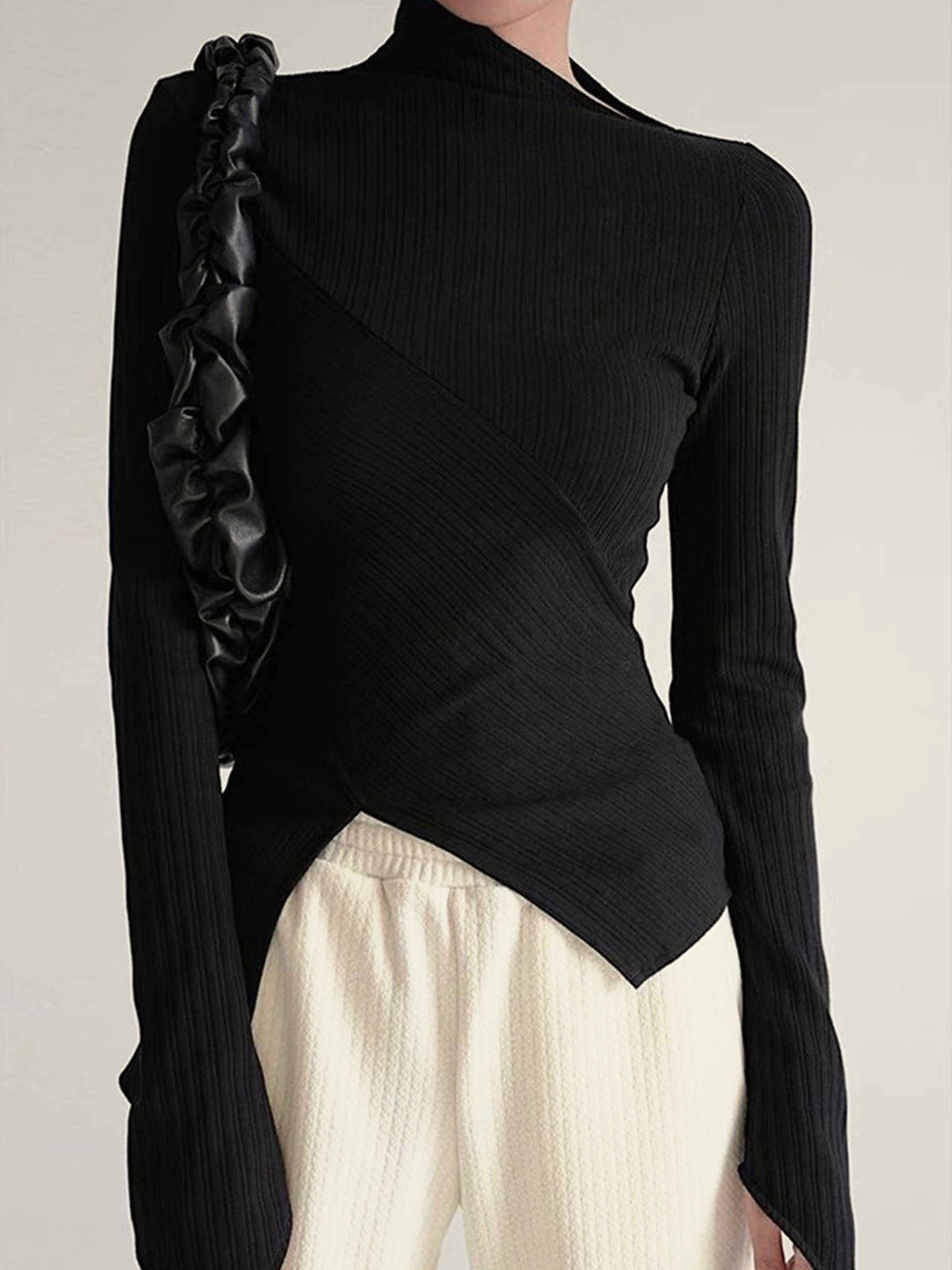 Asymmetrical Long Sleeve Slim Top  Liora Lane Boutique T-Shirts
