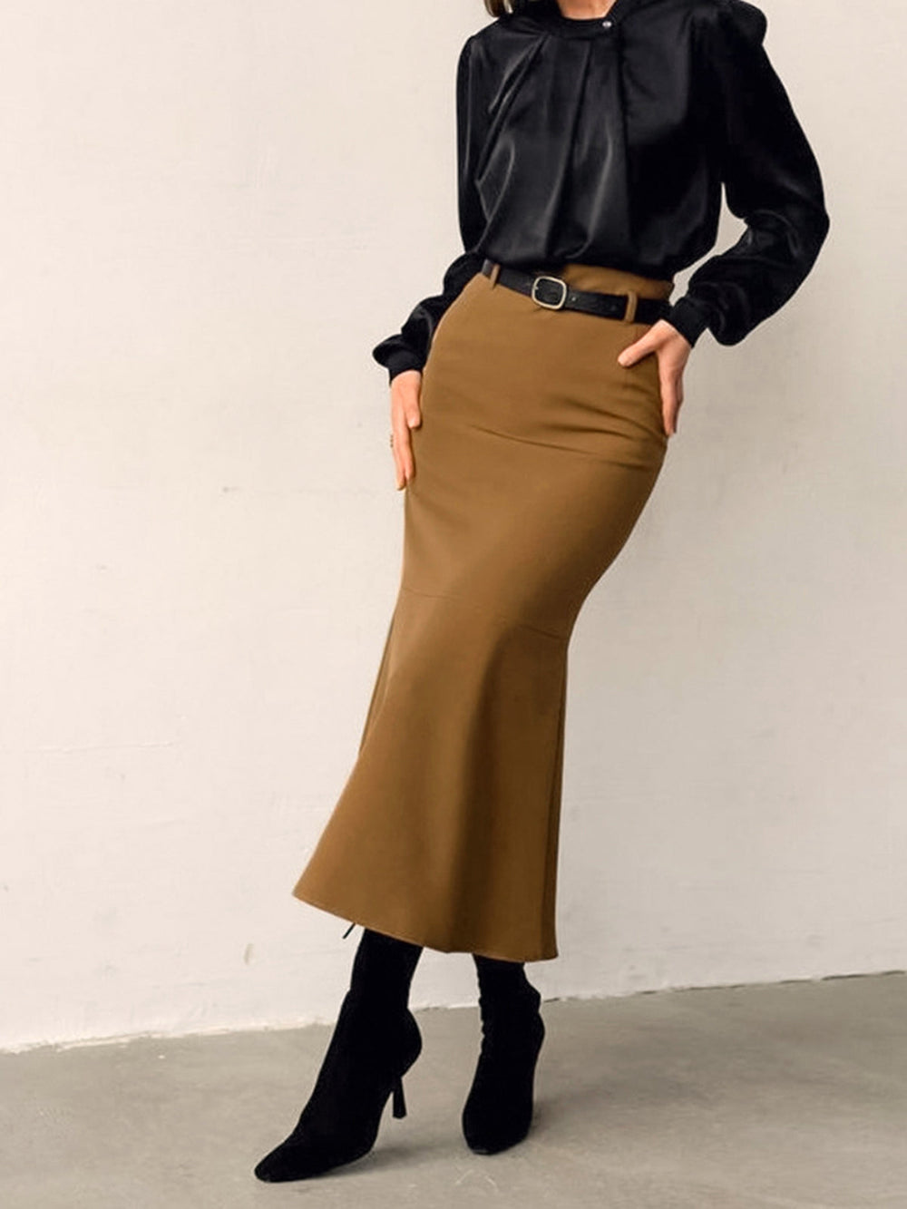 Minimalist Plain Skirt Without Belt  Liora Lane Boutique Skirts
