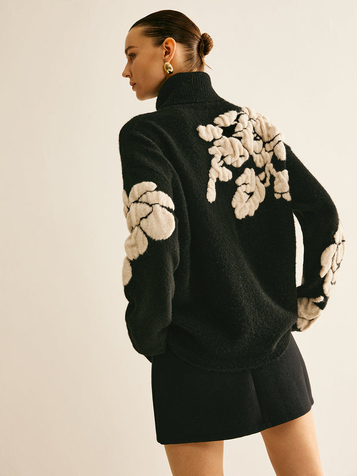 Wool-Blend Turtleneck Jacquard Sweater  Liora Lane Boutique Sweaters