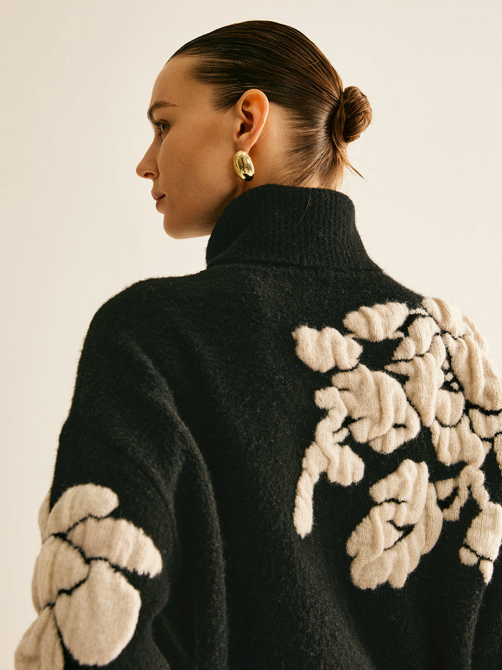 Wool-Blend Turtleneck Jacquard Sweater  Liora Lane Boutique Sweaters