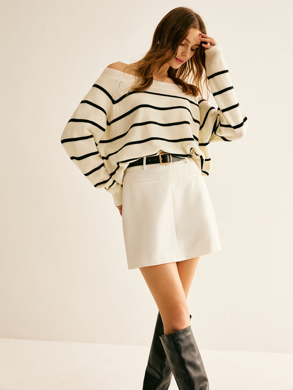 Back Zipper A Line Skirt Without Belt  Liora Lane Boutique Skirts