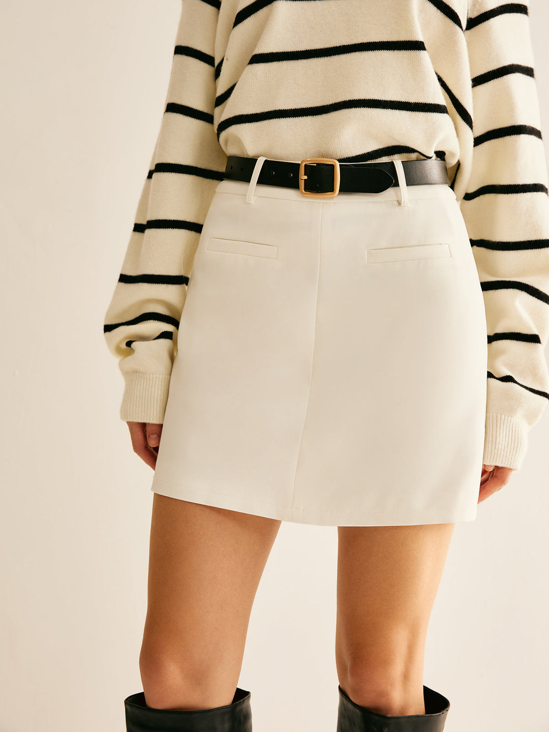 Back Zipper A Line Skirt Without Belt  Liora Lane Boutique Skirts White / XL 32.00