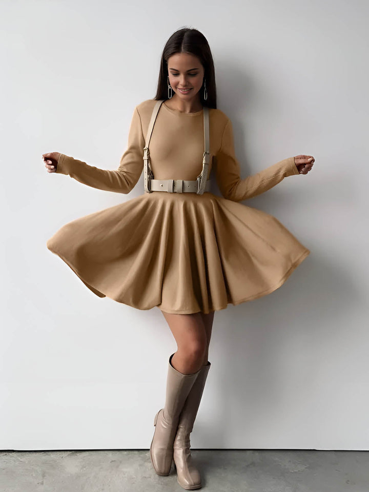 Plain Pleated Sweater Short Dress  Liora Lane Boutique Sweater Dresses