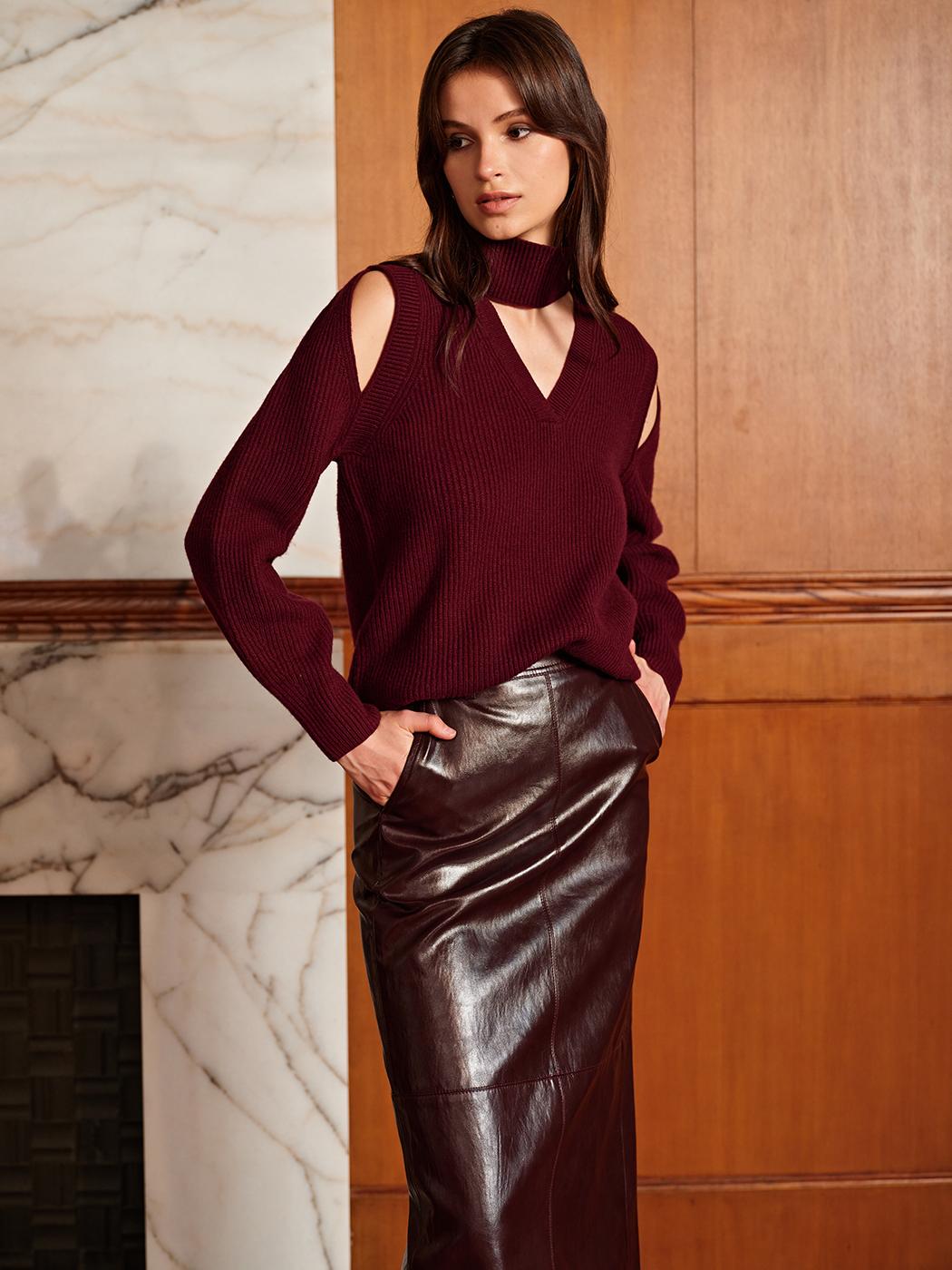 Oversized Wool-Blend Ribbed Cutout Sweater  Liora Lane Boutique Sweaters