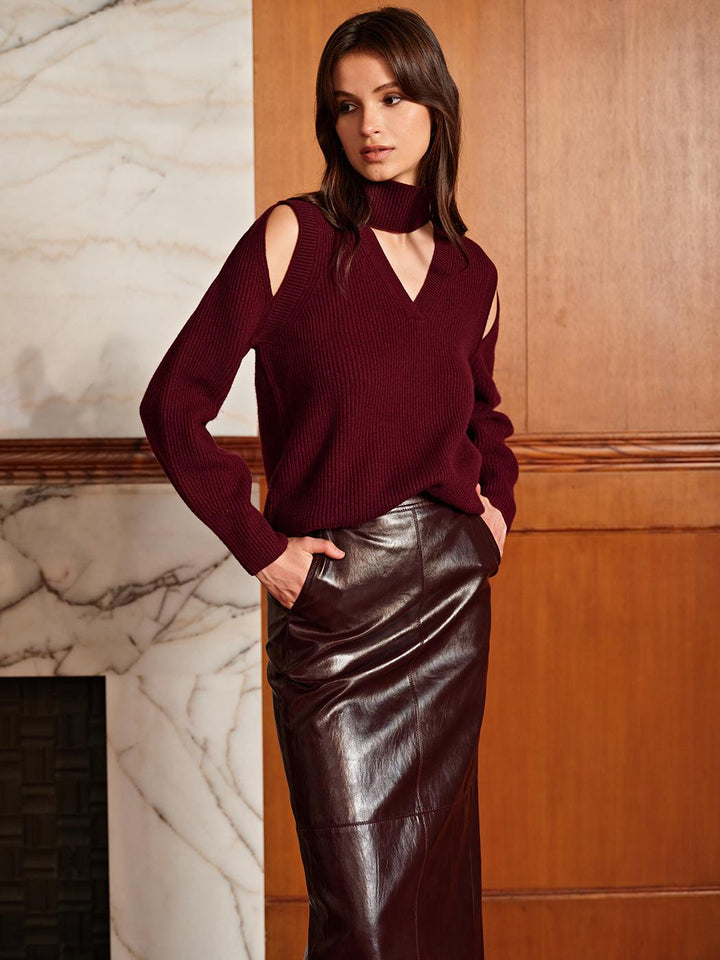 Oversized Wool-Blend Ribbed Cutout Sweater  Liora Lane Boutique Sweaters