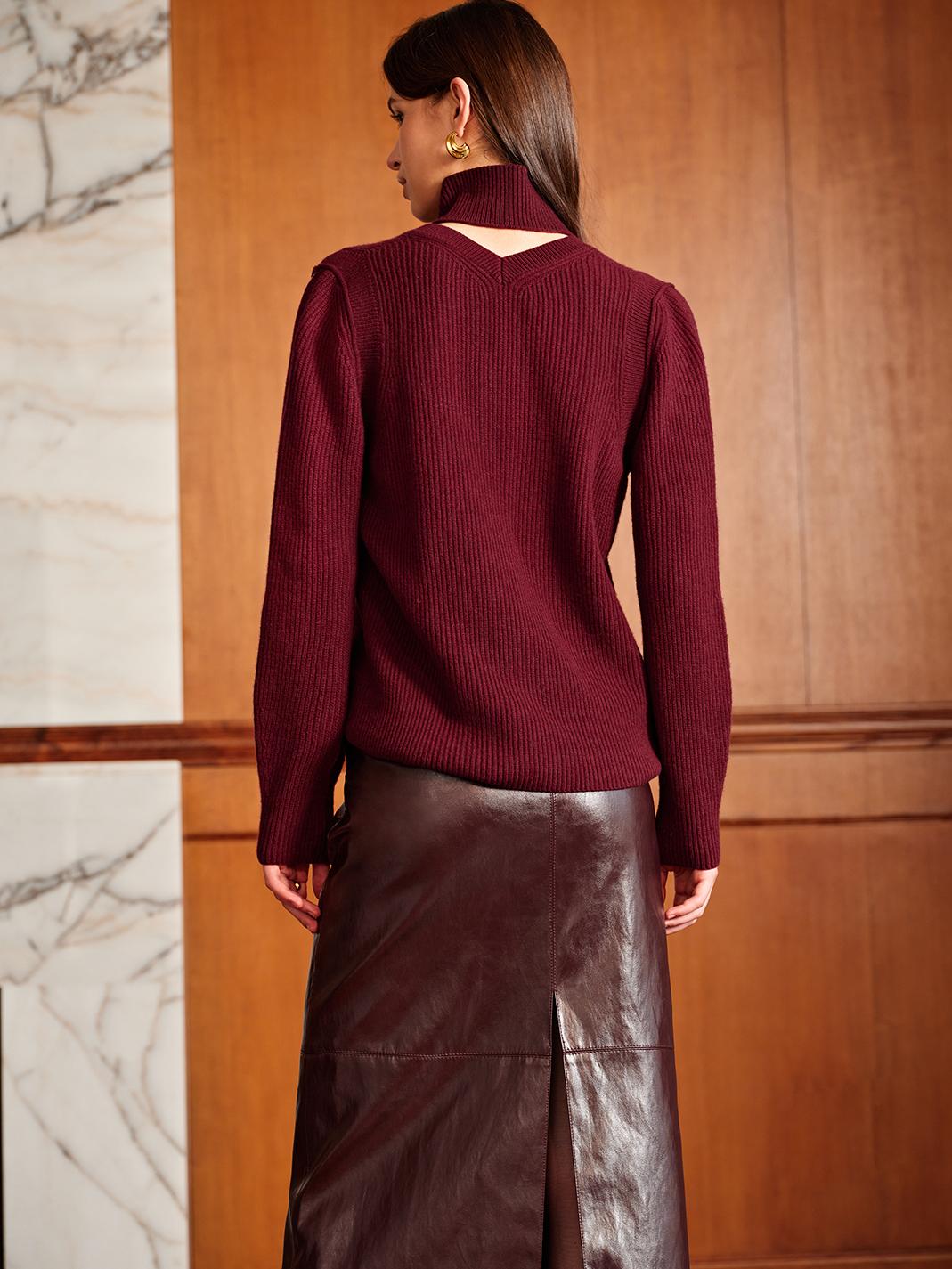 Oversized Wool-Blend Ribbed Cutout Sweater  Liora Lane Boutique Sweaters