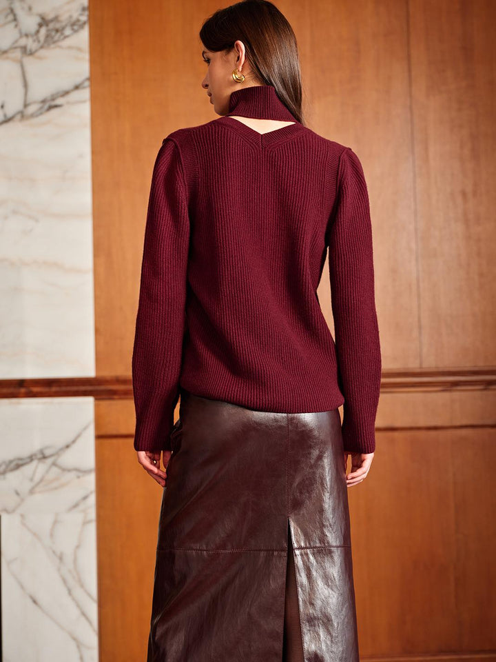 Oversized Wool-Blend Ribbed Cutout Sweater  Liora Lane Boutique Sweaters