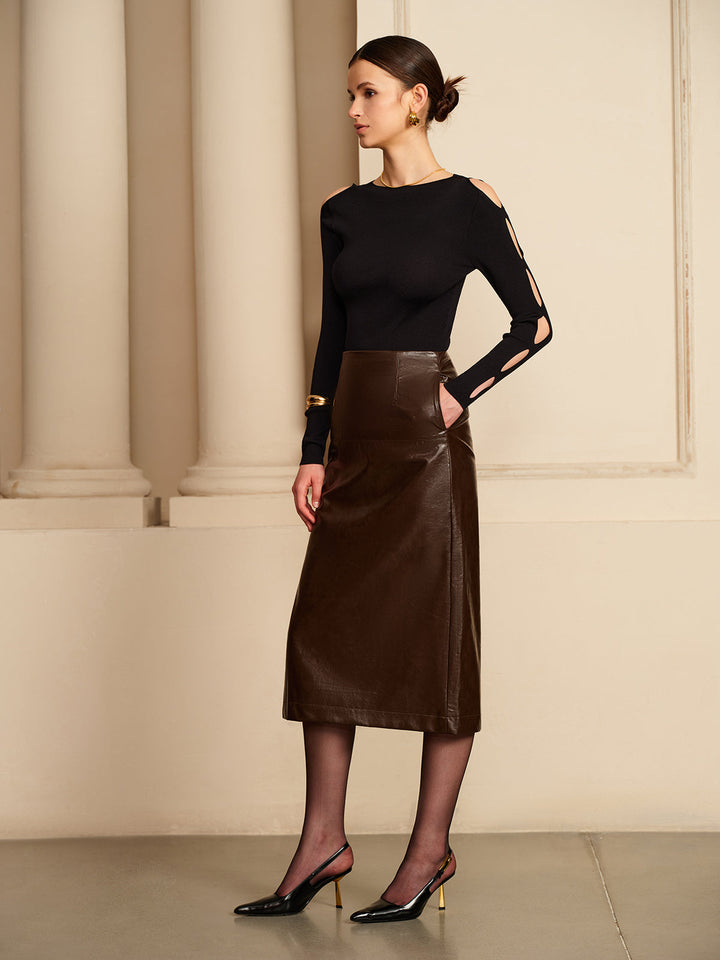 Plain Cutout-Sleeve Pullover Sweater  Liora Lane Boutique Sweaters