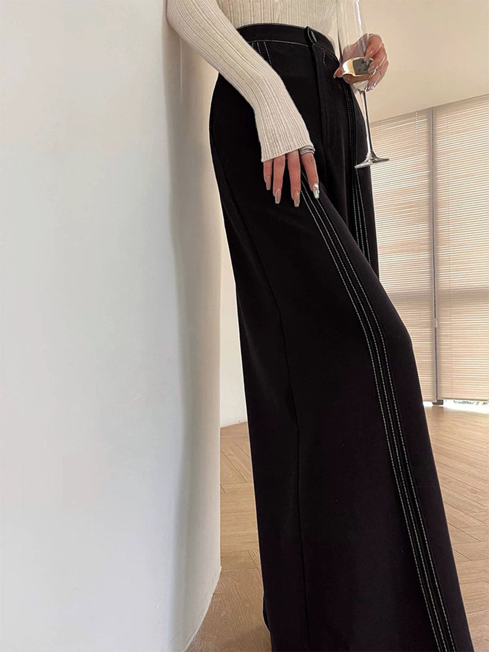 Contrast Bars Wide-Leg Flare Pants  Liora Lane Boutique Pants