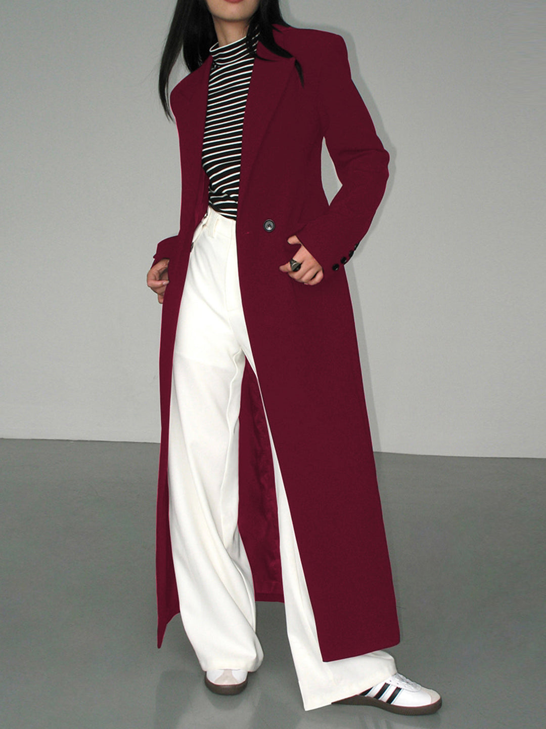 Collar Pocket Blazer Coat  Liora Lane Boutique Blazers Burgundy / XL 202.00