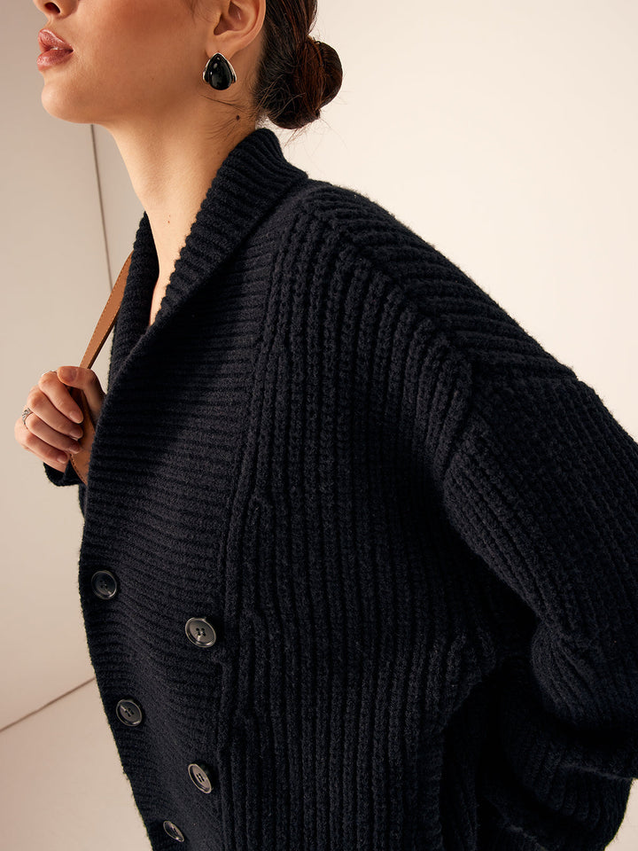 Ribbed Lapel Button Knit Outerwear  Liora Lane Boutique Knit Outerwear