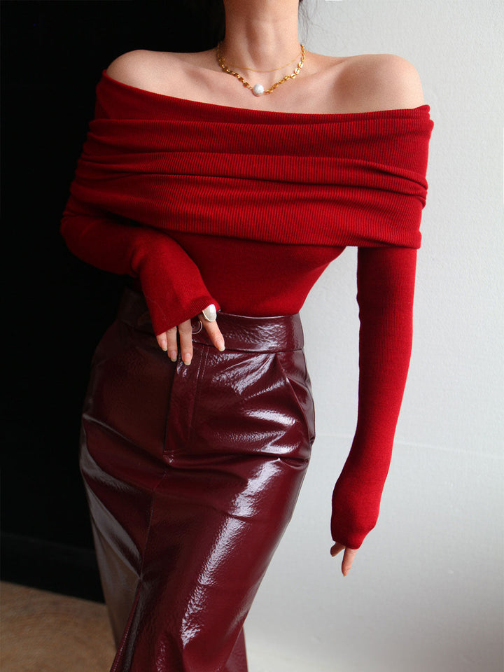 Wool-Blend Elegant Ruched Slim Sweater  Liora Lane Boutique Sweaters