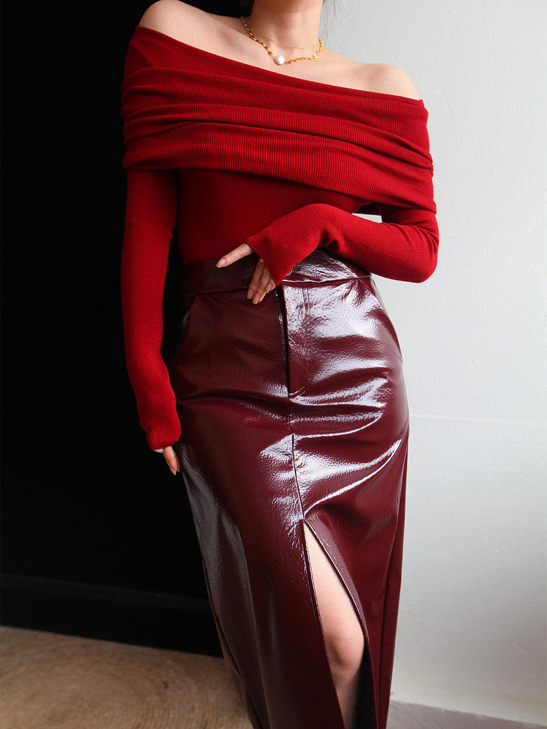 Wool-Blend Elegant Ruched Slim Sweater  Liora Lane Boutique Sweaters