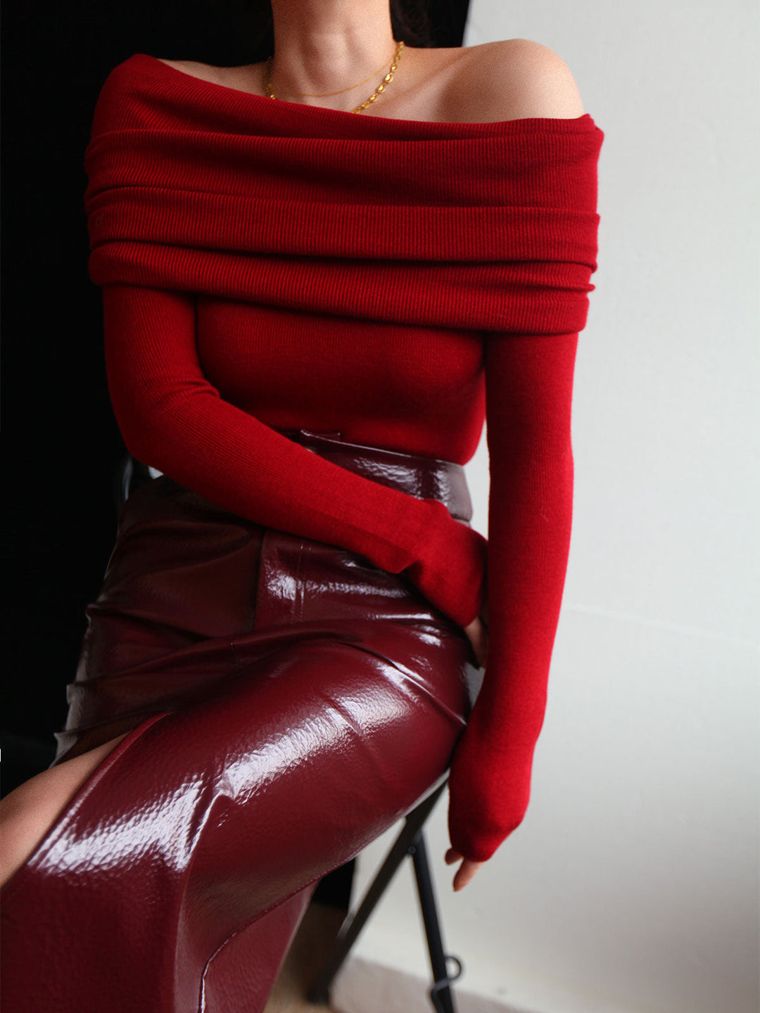 Wool-Blend Elegant Ruched Slim Sweater  Liora Lane Boutique Sweaters