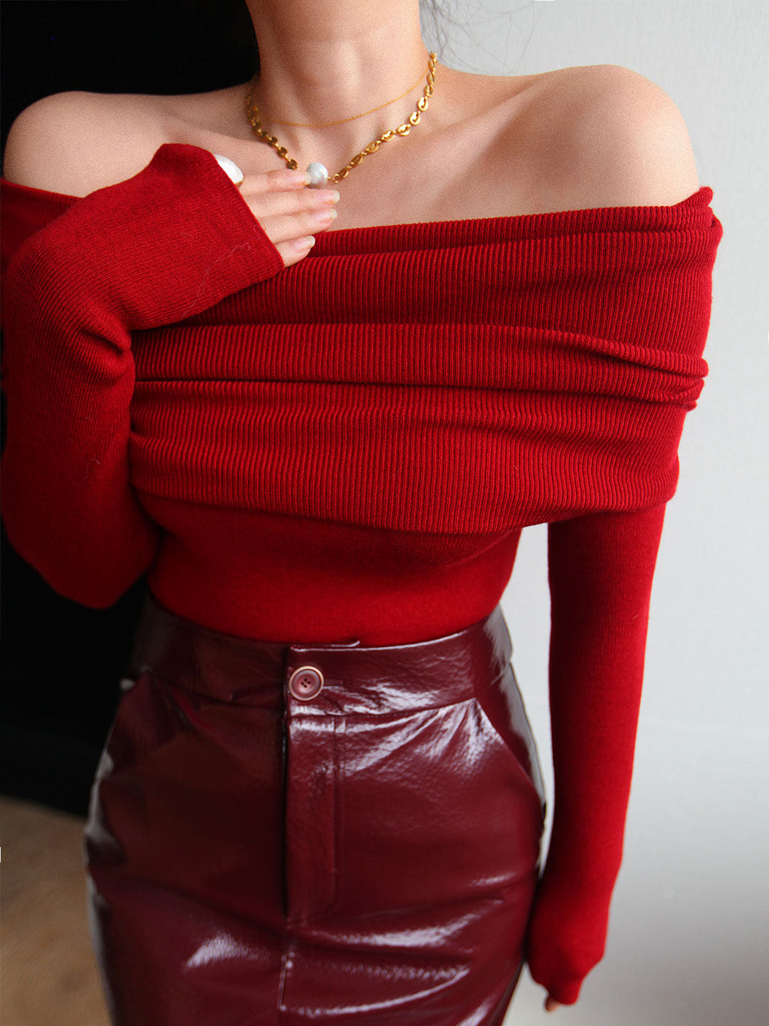 Wool-Blend Elegant Ruched Slim Sweater  Liora Lane Boutique Sweaters