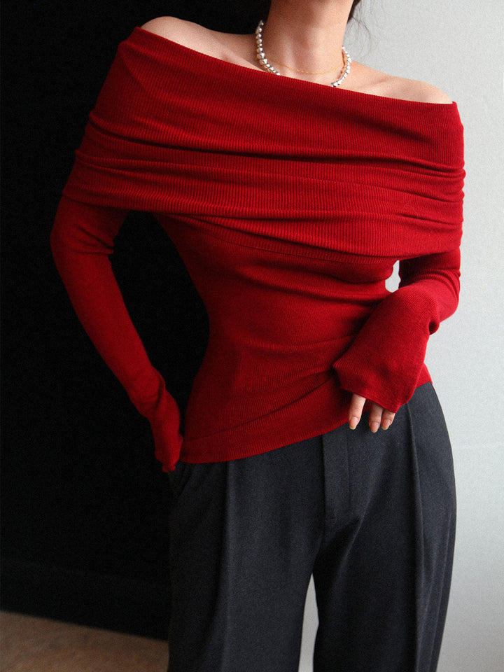 Wool-Blend Elegant Ruched Slim Sweater  Liora Lane Boutique Sweaters