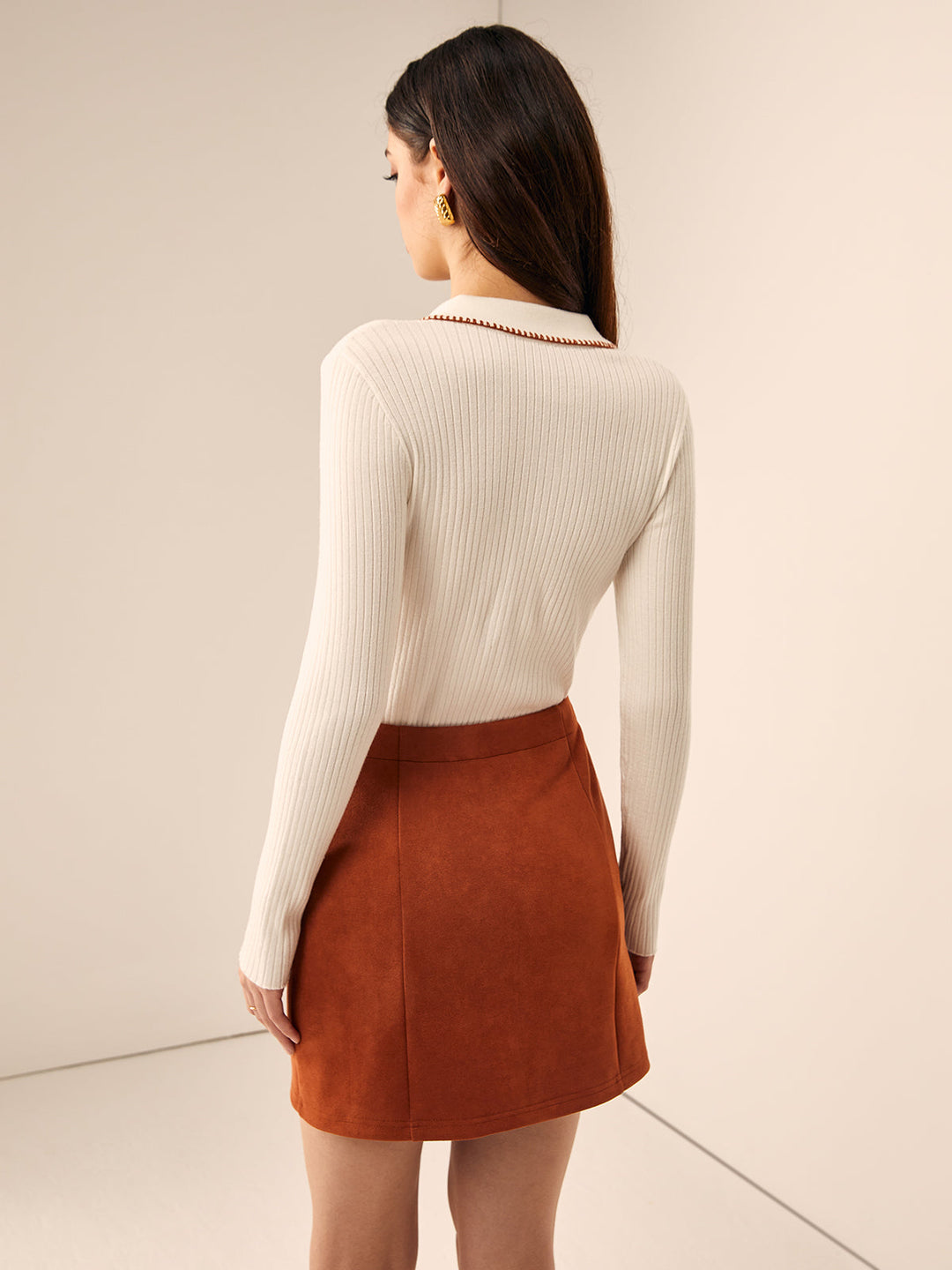 Embroidered Trim Button Lapel Knit Top  Liora Lane Boutique Knit Tops