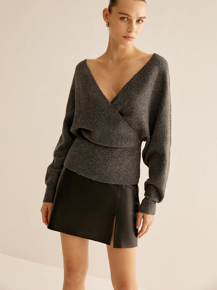 Ribbed Criss Cross Cinched Sweater  Liora Lane Boutique Sweaters