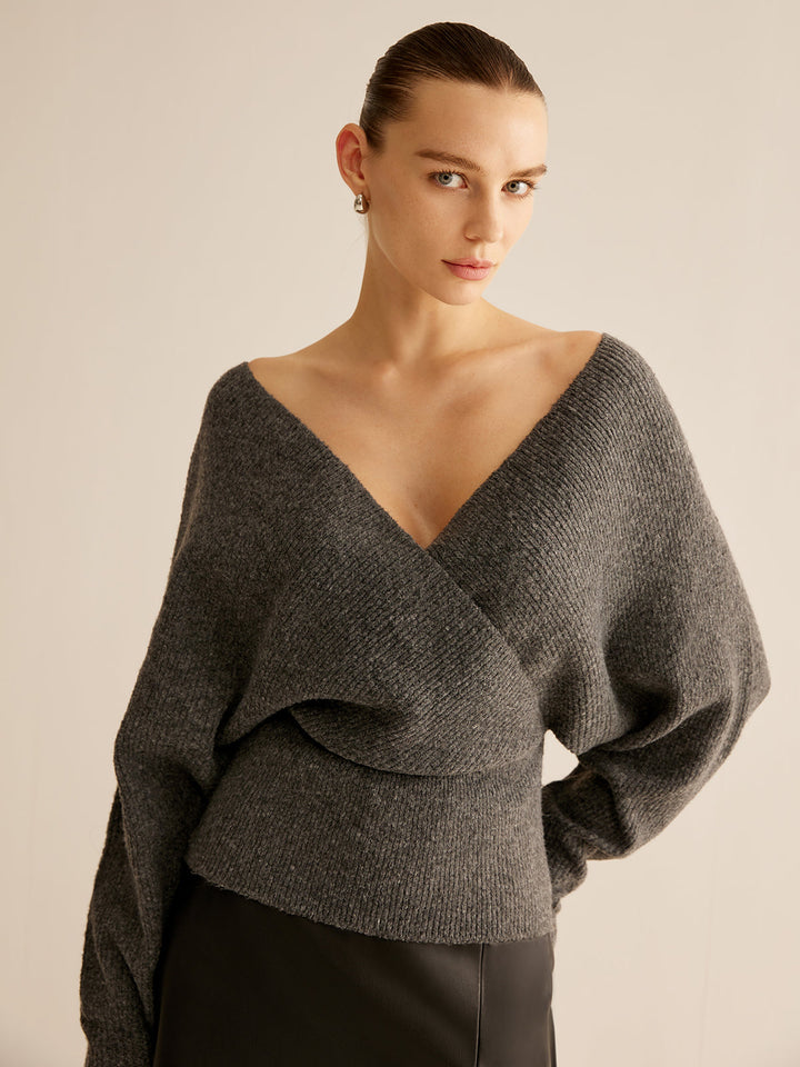 Ribbed Criss Cross Cinched Sweater  Liora Lane Boutique Sweaters