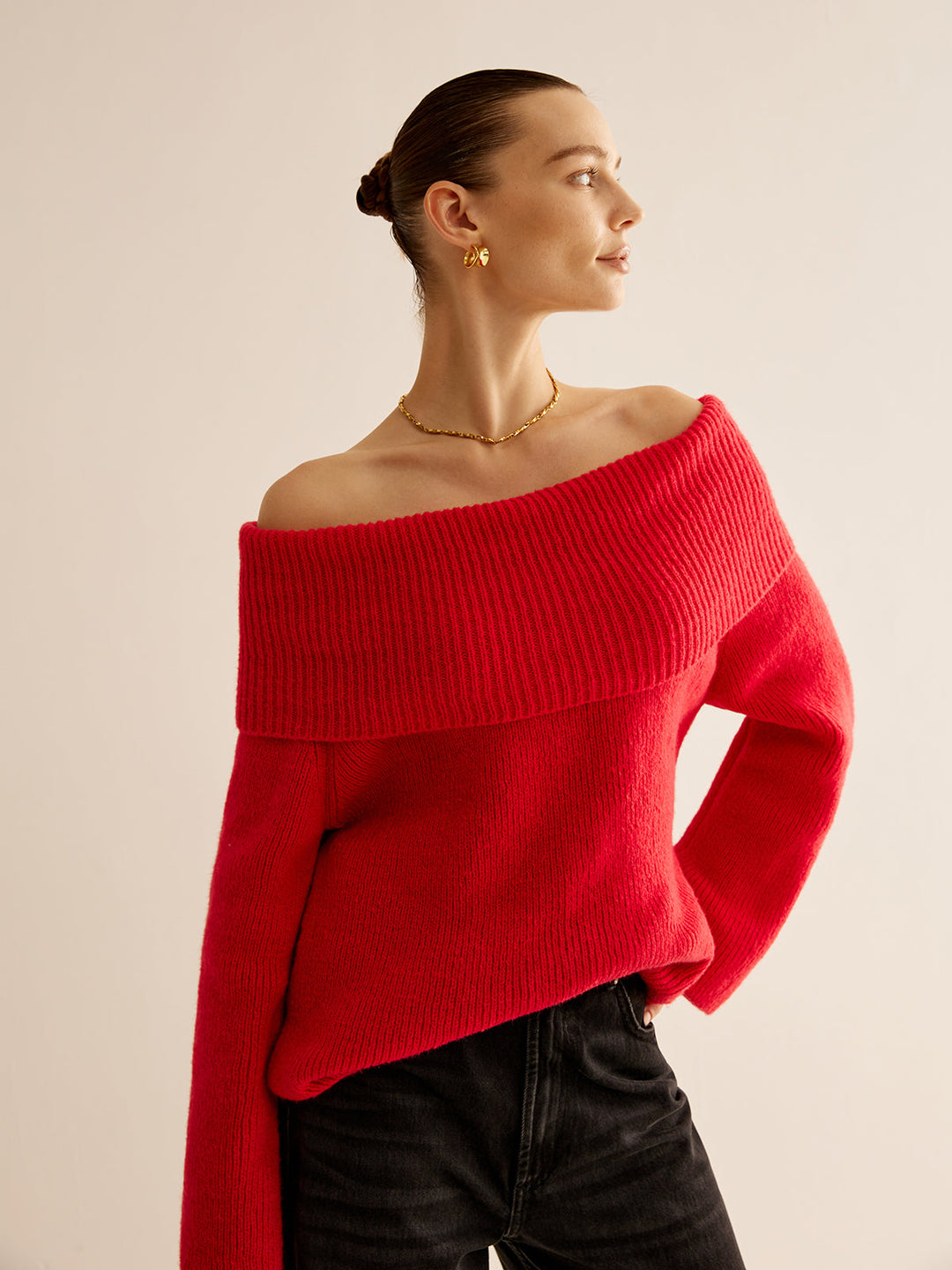 Off-Shoulder Ribbed Sweater  Liora Lane Boutique Sweaters