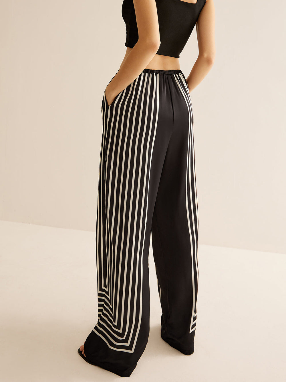 Geometric Pinstripe Satin Pants  Liora Lane Boutique Pants