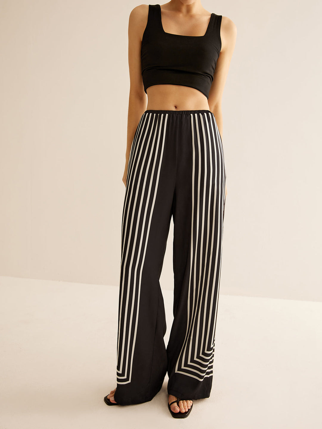 Geometric Pinstripe Satin Pants  Liora Lane Boutique Pants