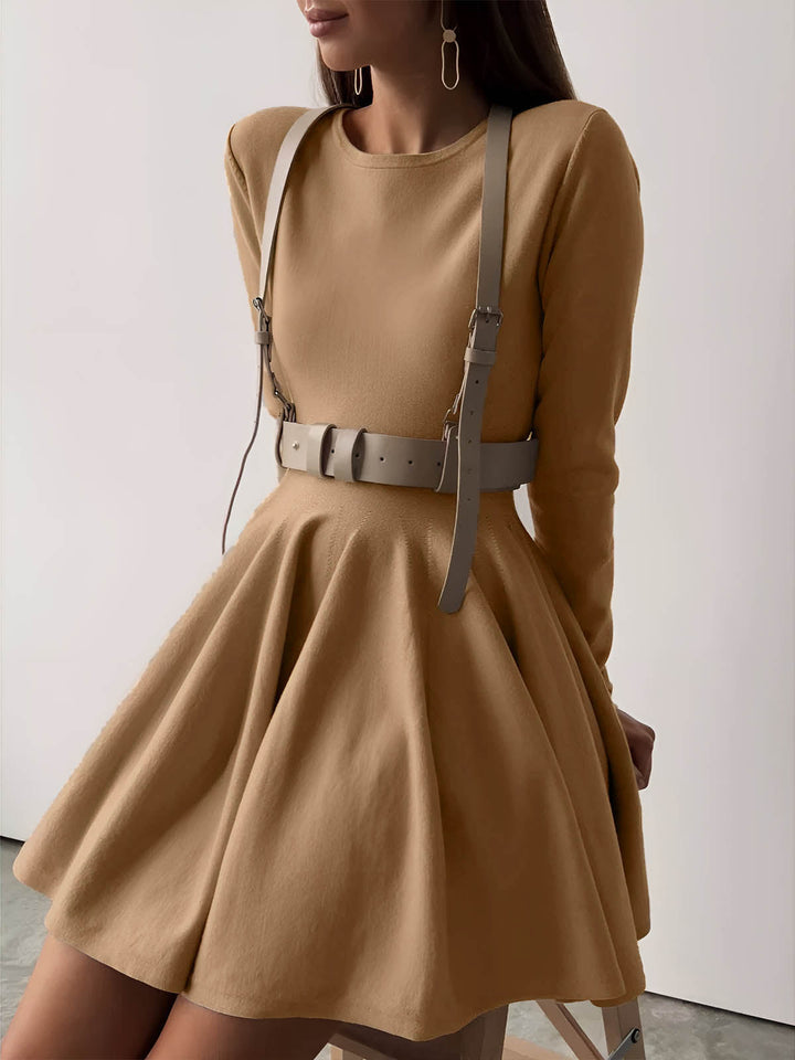 Plain Pleated Sweater Short Dress  Liora Lane Boutique Sweater Dresses Camel / XL 140.99