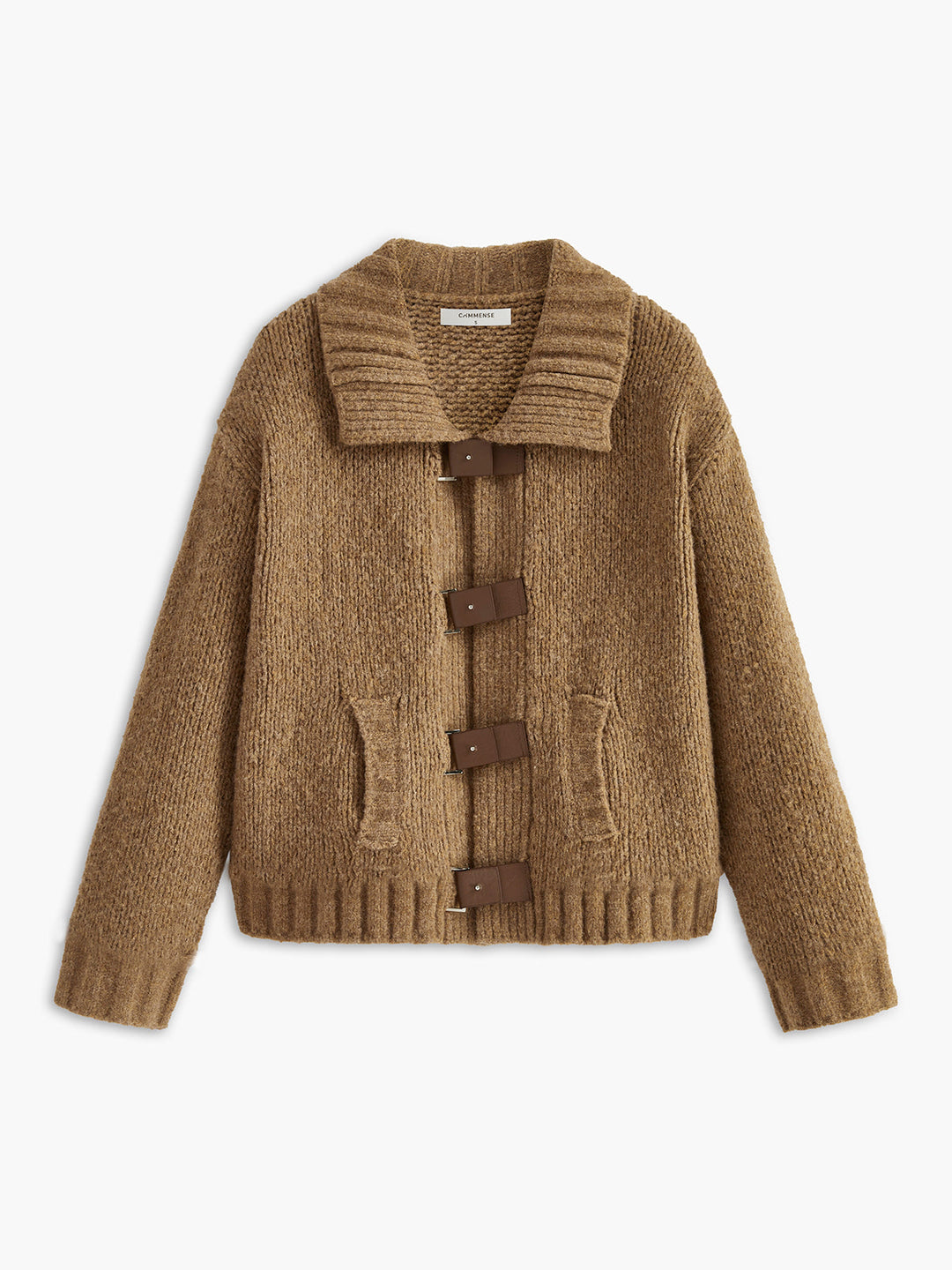 Soft-Buckle Lapel Cardigan  Liora Lane Boutique Cardigans Khaki / XL 84.99