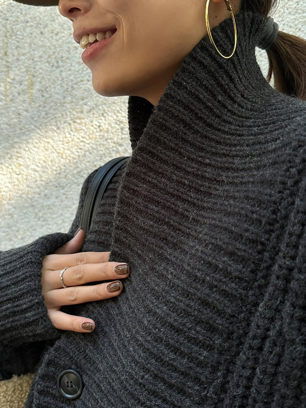 Ribbed Lapel Button Knit Outerwear  Liora Lane Boutique Knit Outerwear