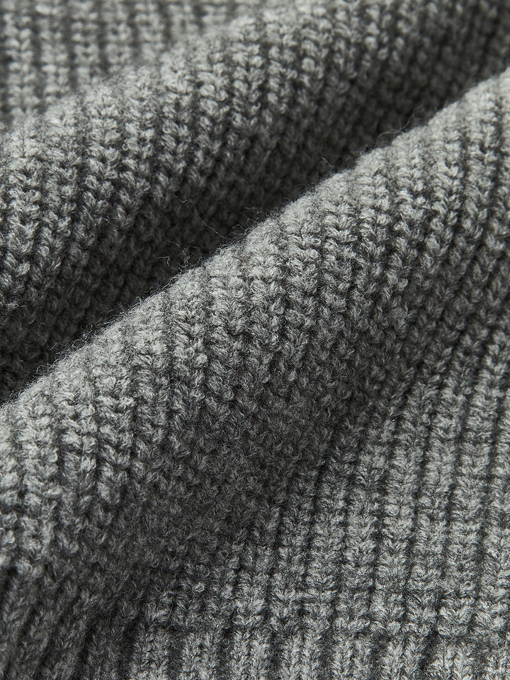 Denim Panel Ribbed Lapel Sweater  Liora Lane Boutique Sweaters