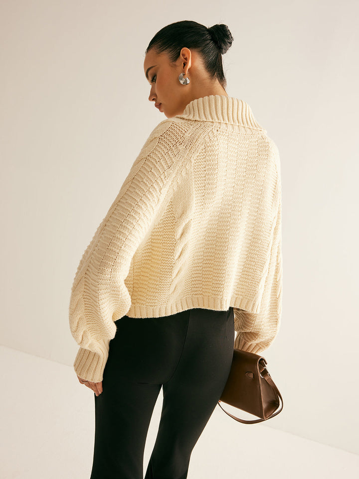 Lapel Breasted Cable-Knit Cardigan  Liora Lane Boutique Cardigans