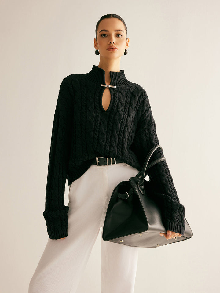 Cotton Keyhole Neckline Knit Top  Liora Lane Boutique Knit Tops